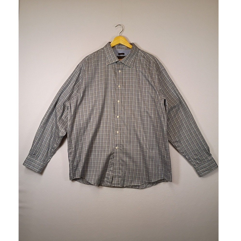 Classic Jos. A. Bank Reserve Men XL Blue Plaid Egyptian Cotton Button Down Shirt
